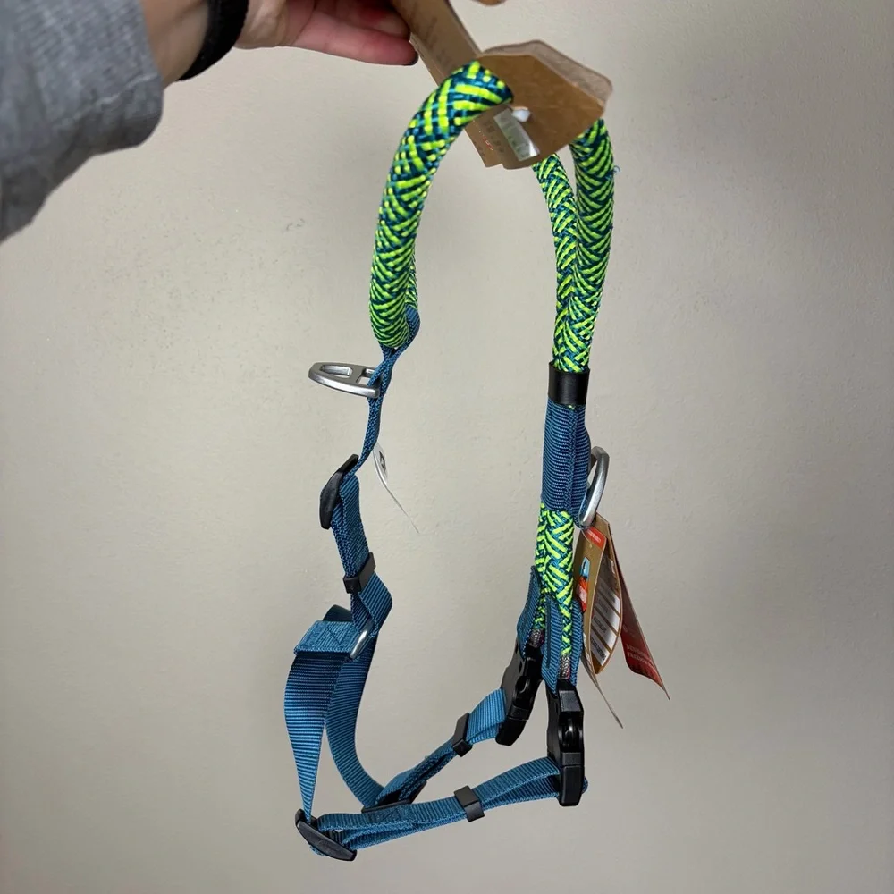 NWT Arcadia Trail Rope Dog Harness XL Blue Neon Step-In Adjustable Hike Camping